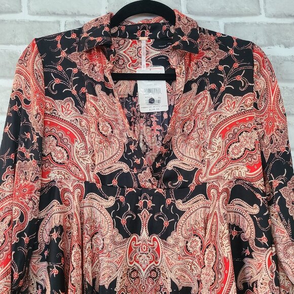 Free People Fields of Butterflies Tunic Top Shirt XS Oversized Romantic NEW * - Picture 3 of 9